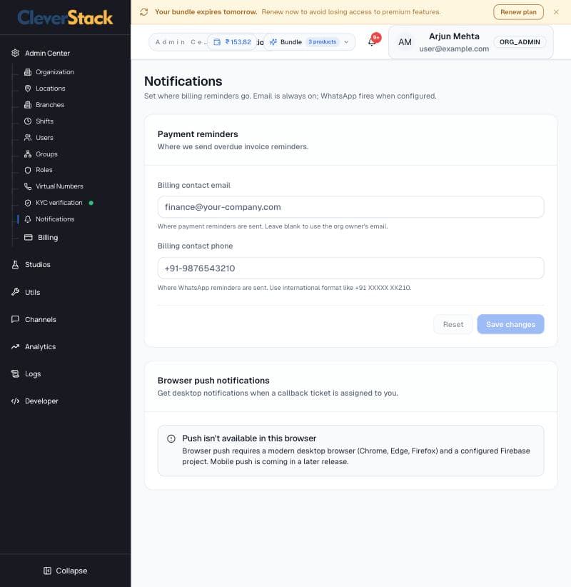 Payment reminder contacts