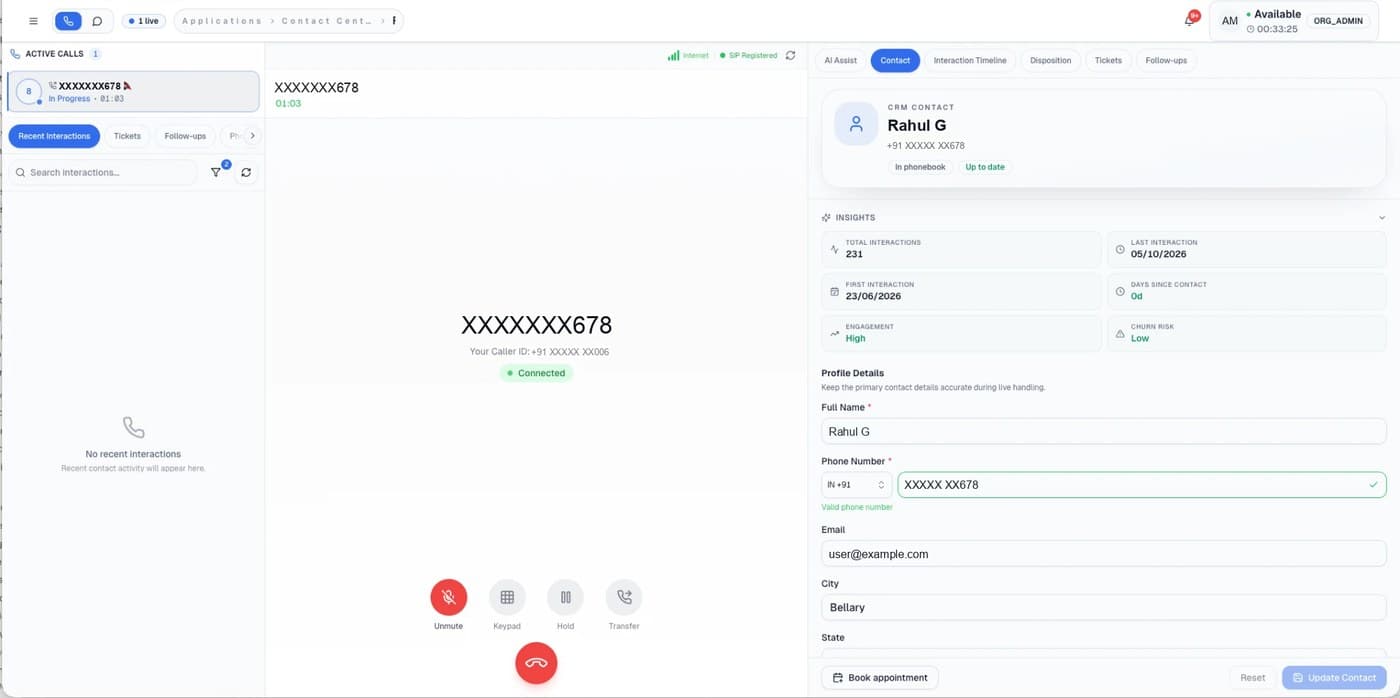 Muted: the microphone button turns red