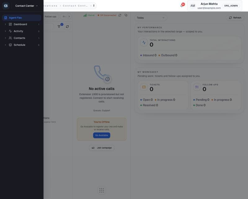 Application menu