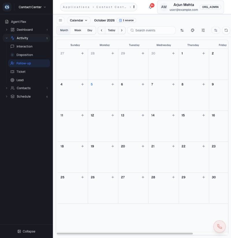 Follow-ups calendar